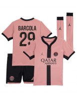 Paris Saint-Germain Bradley Barcola #29 Tredjedraktsett Barn 2024-25 Korte ermer (+ bukser)